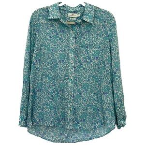 Vineyard Vines Women’s Long Sleeve Button Down Blue Floral Top‎  Sz 6